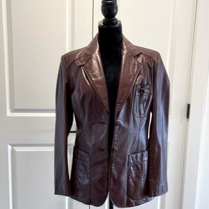 Vintage Etienne Aigner Burgundy Leather Jacket.